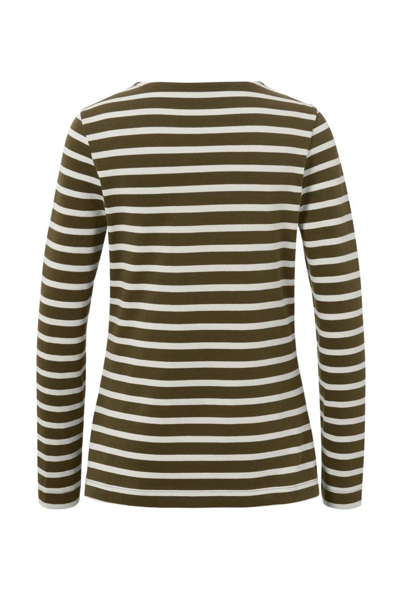 Tchibo Women Crew Neck Long Sleeve Stripe T-Shirt, Multicolor - Image 4